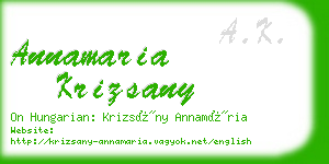 annamaria krizsany business card